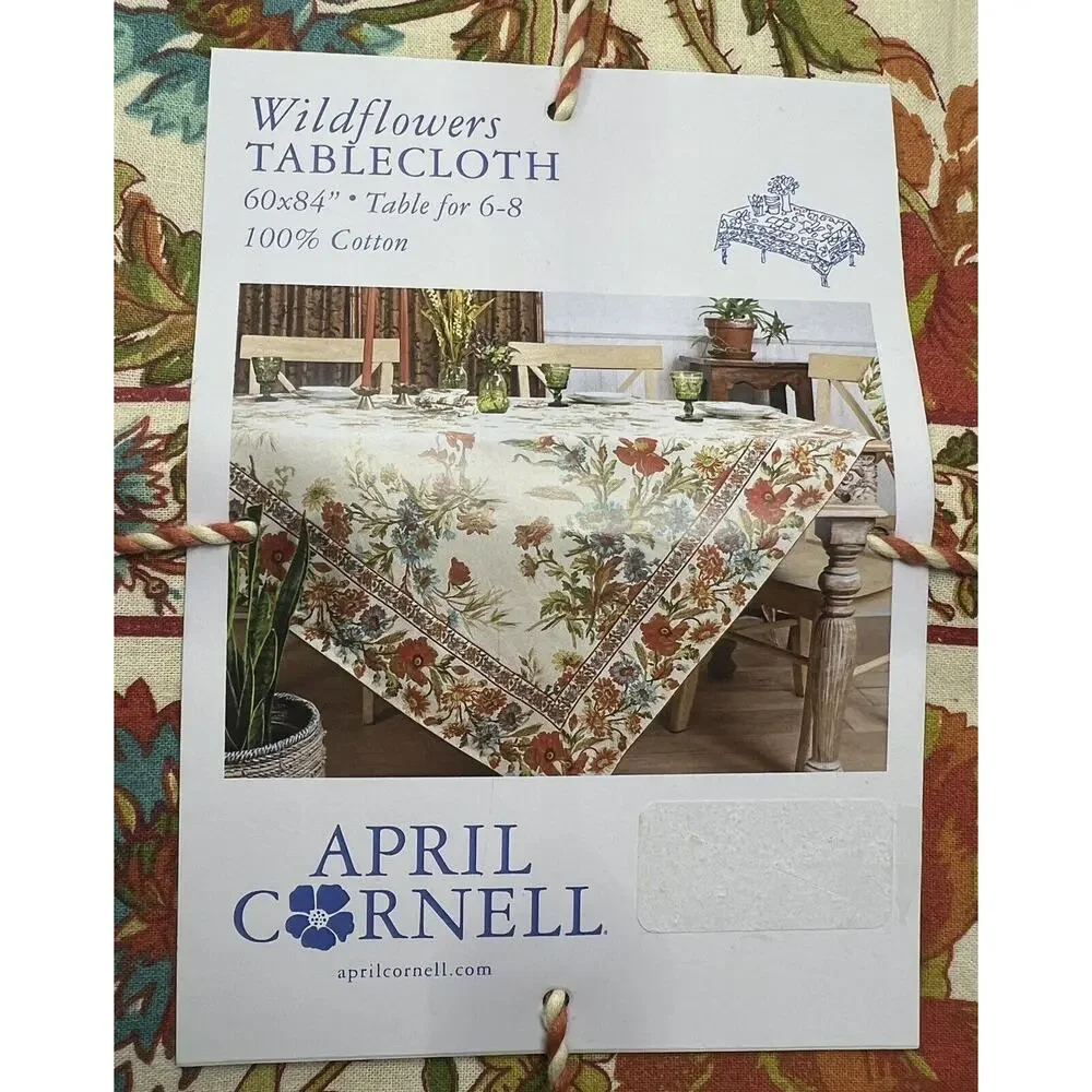April Cornell Tablecloth 60X84” Wildflowers 3 Matching Kitchen Dish Tea Towels
